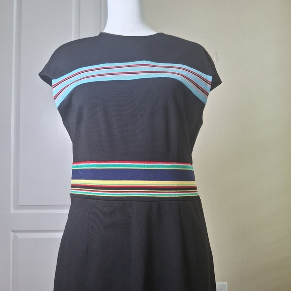 NWT Diane Von Furstenberg Hadlie Black Stripe Midi Sheath Workwear Dress Sz 8 - Picture 11 of 15